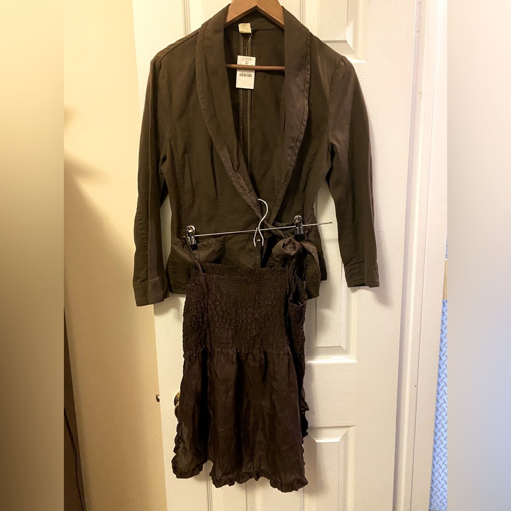 J Crew Jacket With Front Tie And Free Matching J Crew Silk Smocked Top N…